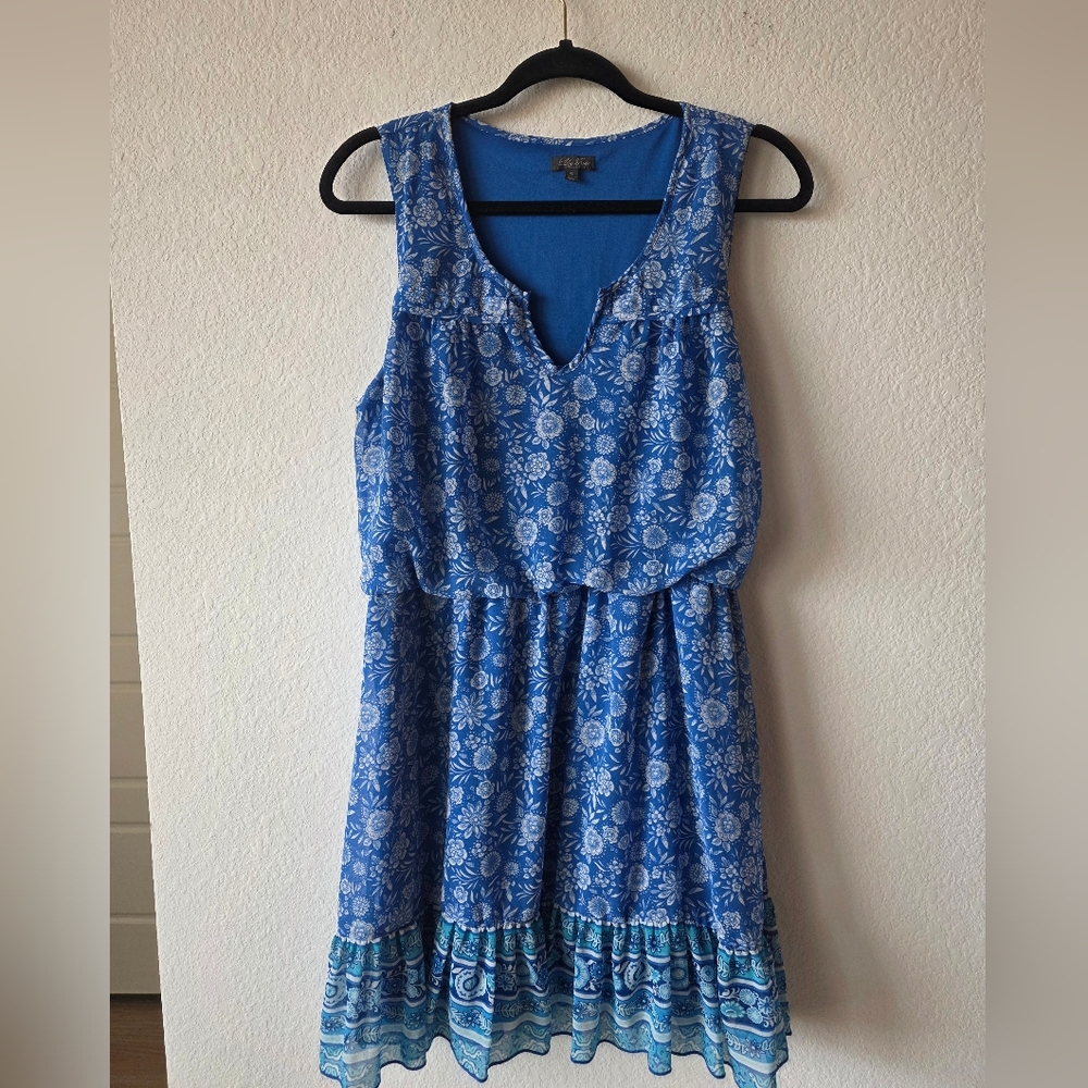 Blue Lily Rose Floral Sleeveless Dress